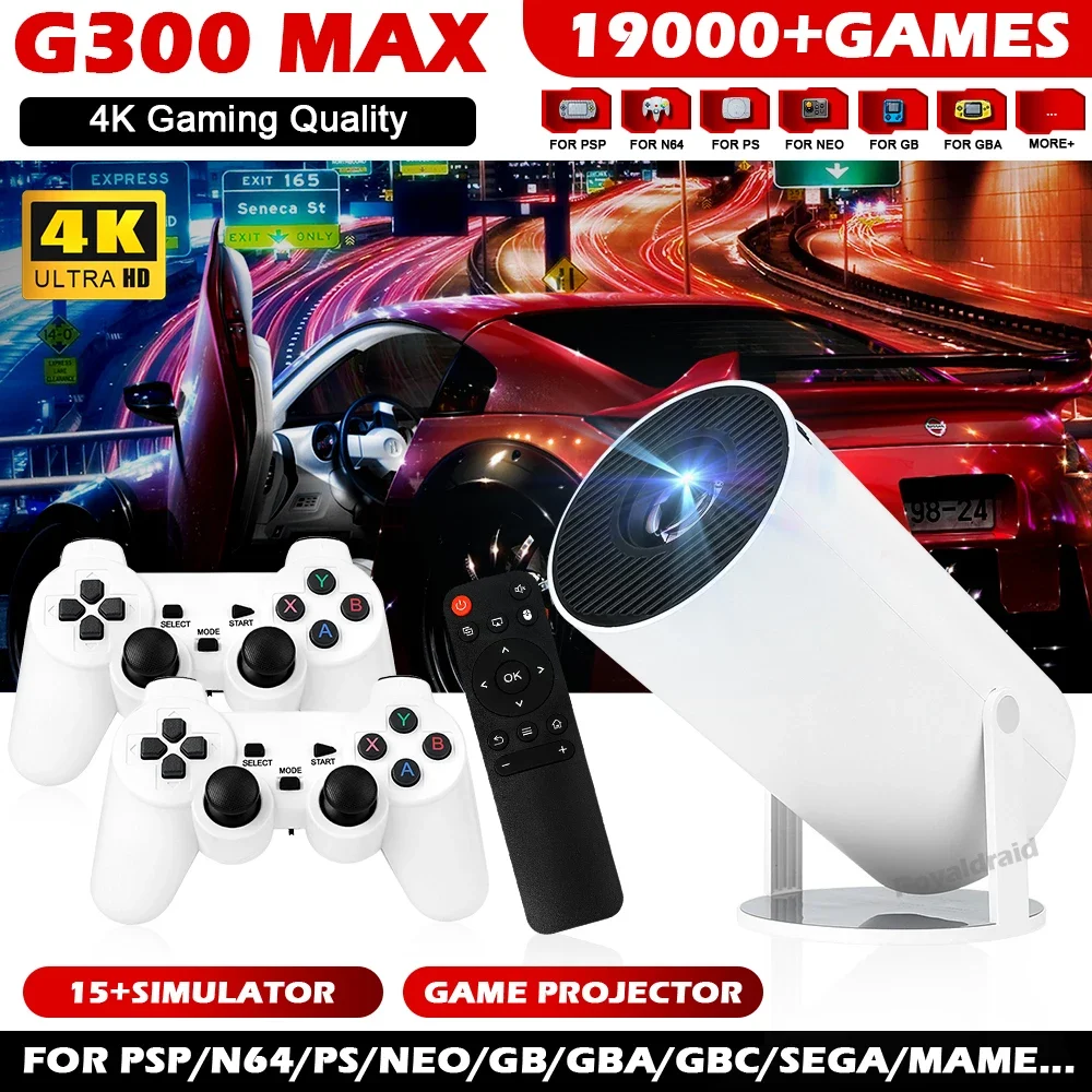 Retro Gaming And Projector - Spielprojektor G300 MAX Retro-Videospielkonsole Kabelloser Controller