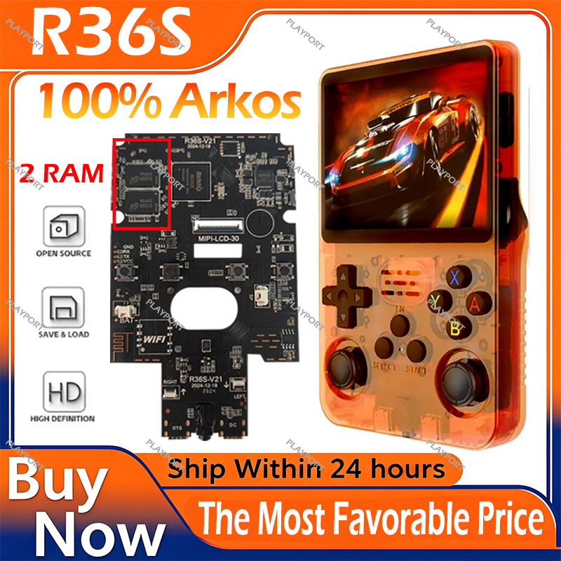 Retro Gaming R36S - R36S Original Retro Handheld-Spielkonsole Arkos-System 3,5-Zoll-IPS-Bildschirm