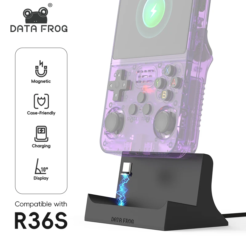 Retro Gaming Hub - Data Frog R36S Ladestation, Magnetische Typ-C