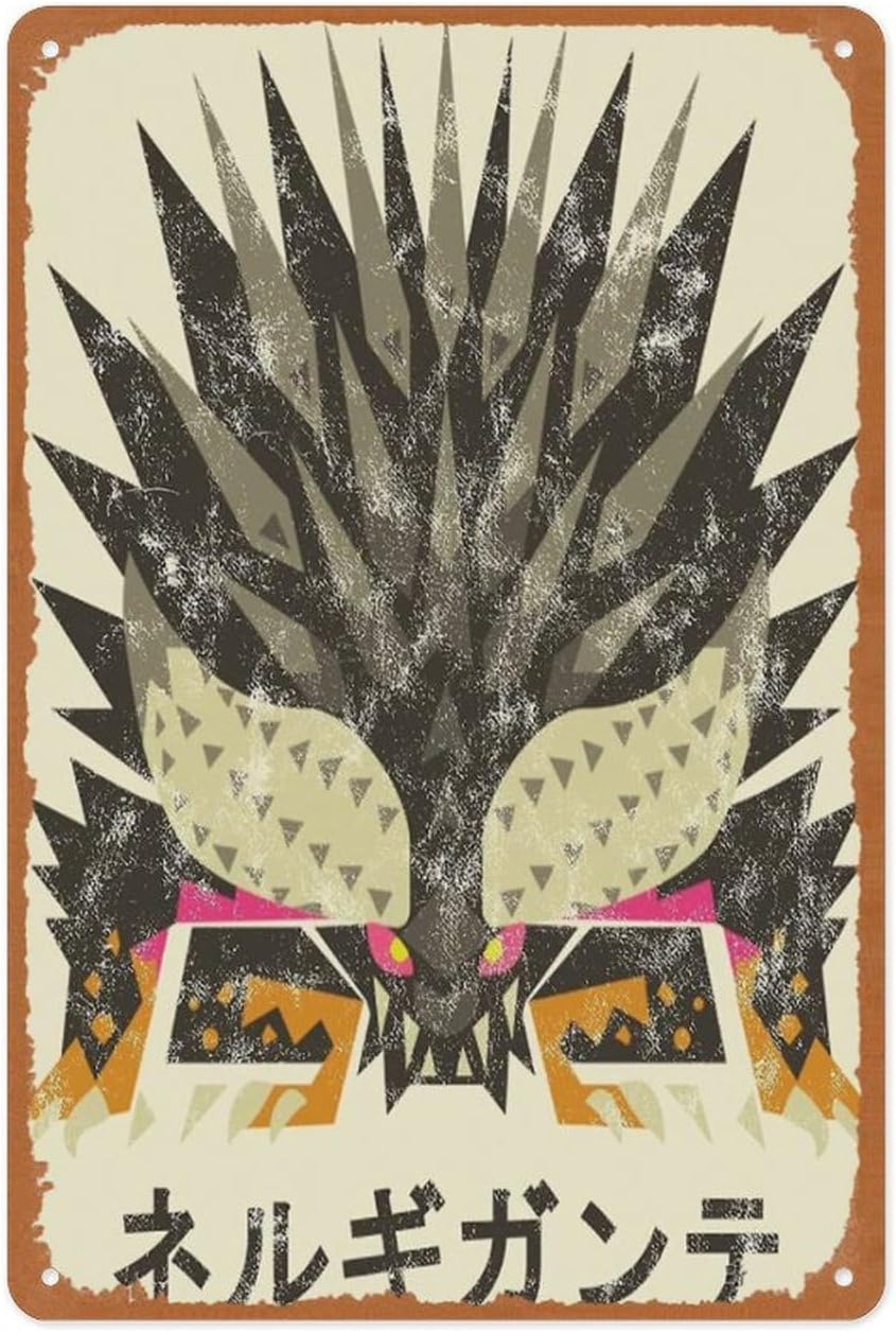 Game Retro Gaming - Y1, Retro-Spiel-Metallschild – Hunter World Nergigante