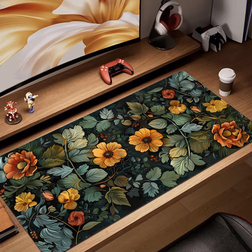 Retro Pc Gaming - Retro Blumenkunst Rendering Mauspad Schreibtischmatte Gaming