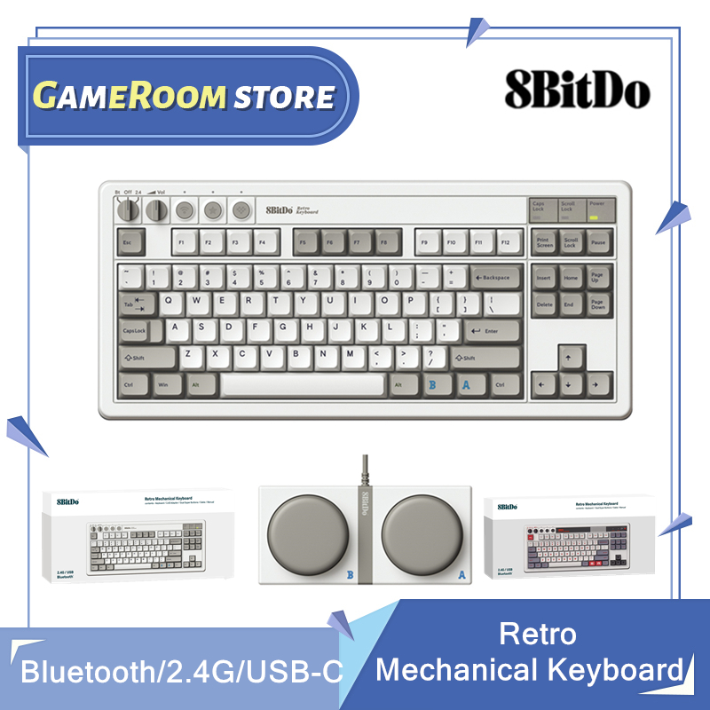 Retro Gaming Windows - 8Bitdo Retro mechanische Tastatur, Bluetooth/2,4G/USB-C Hot-Swap-fähige