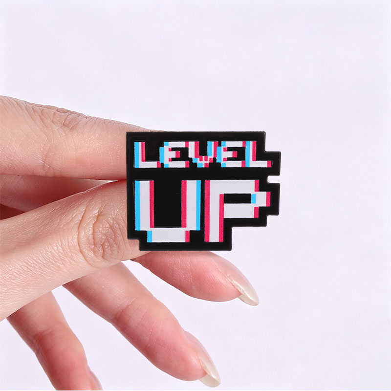 Level Up Glitch Pixel-Abzeiche – Game Retro Gaming Bewertung und Preis
